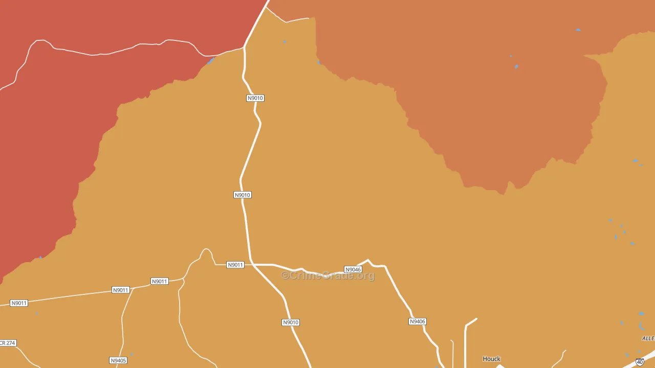 Oak Springs, AZ Map of Theft Rates