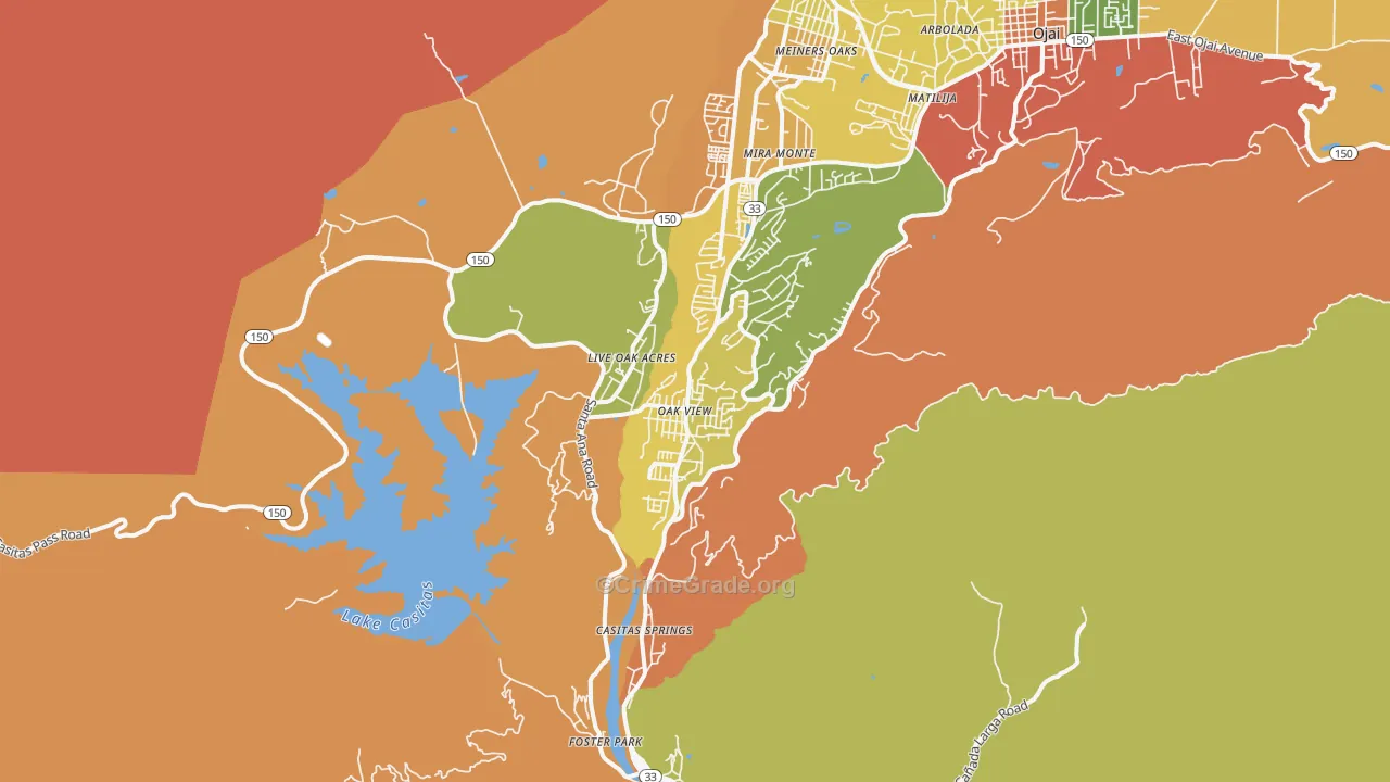 Oak View, CA Map of Theft Rates