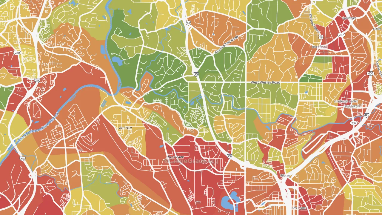 Oakdale, Atlanta, GA Map of Theft Rates