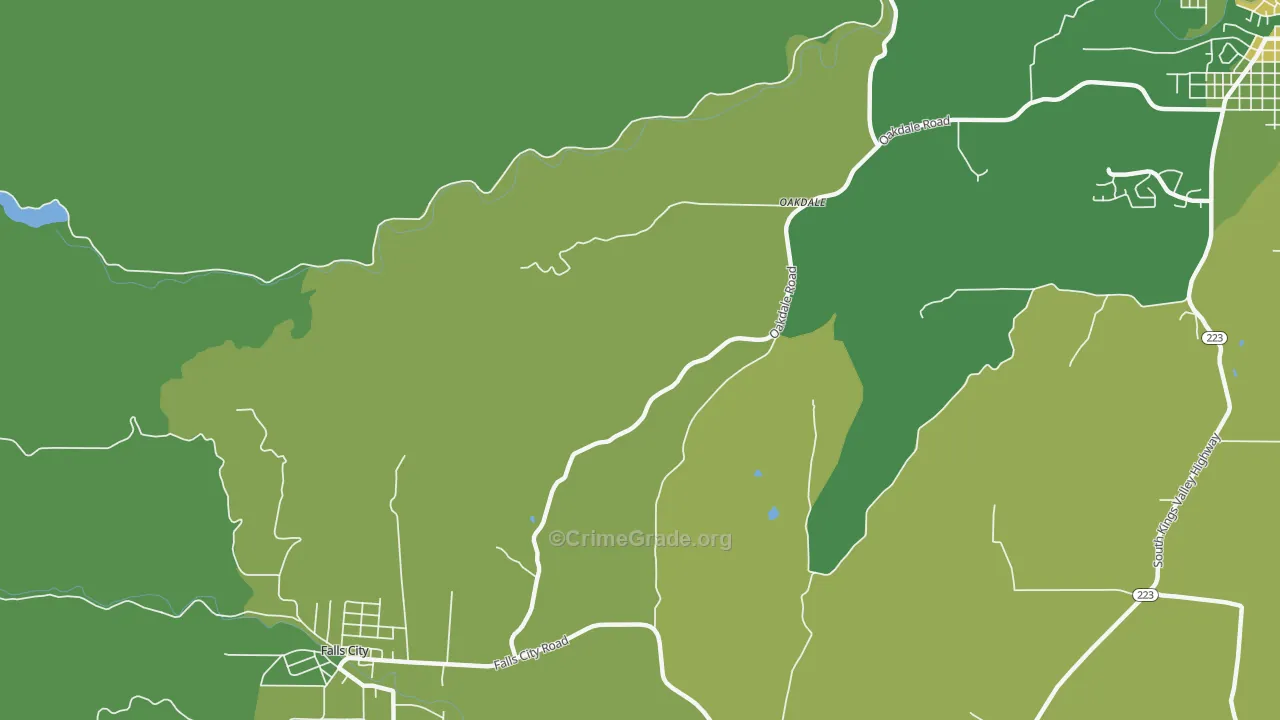 Oakdale, OR Map of Theft Rates