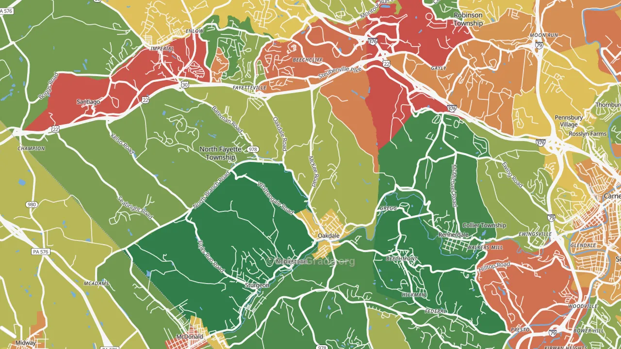Oakdale, PA Map of Theft Rates