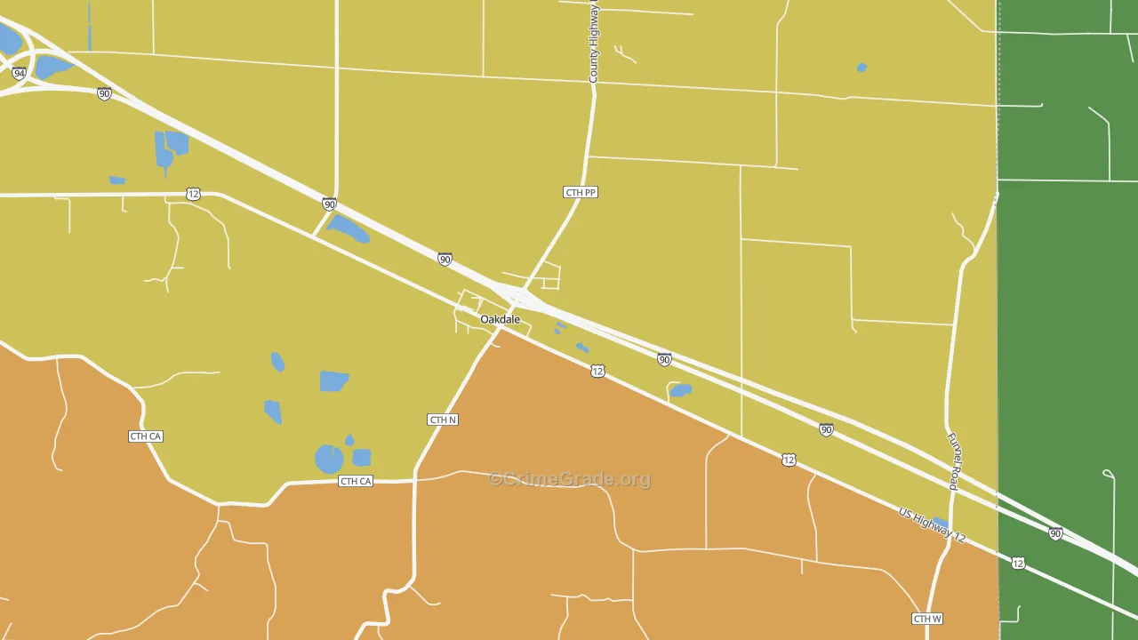Oakdale, WI Map of Theft Rates