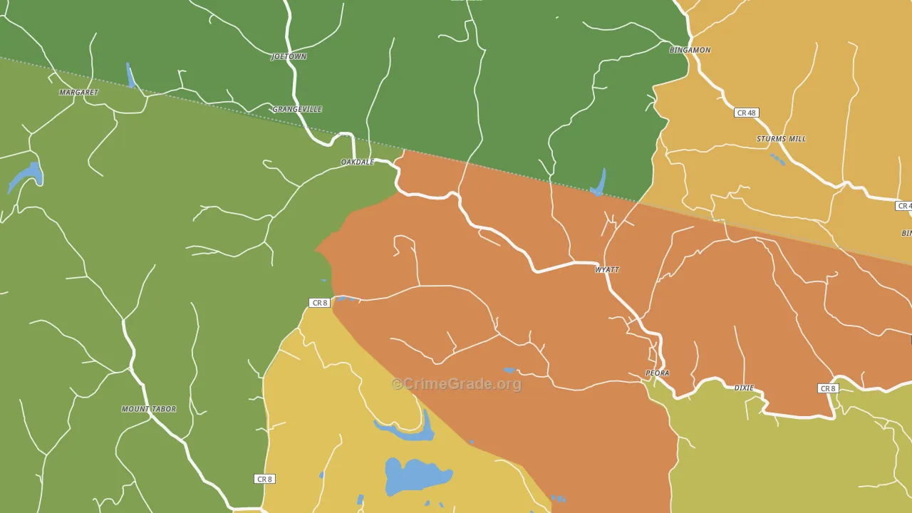 Oakdale, WV Map of Theft Rates