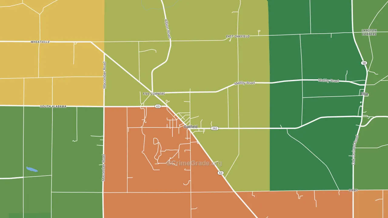Oakfield, NY Map of Theft Rates