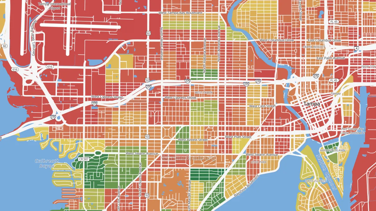 Oakford Park, Tampa, FL Map of Theft Rates