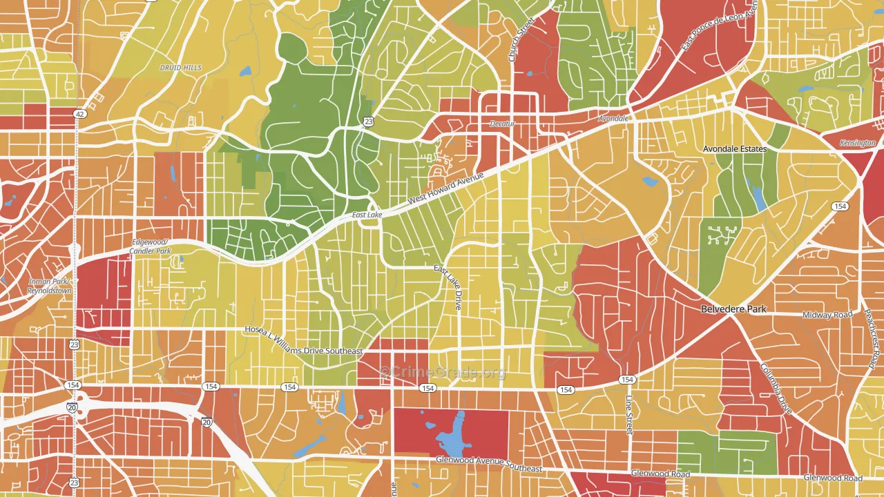 Oakhurst, Decatur, GA Map of Theft Rates
