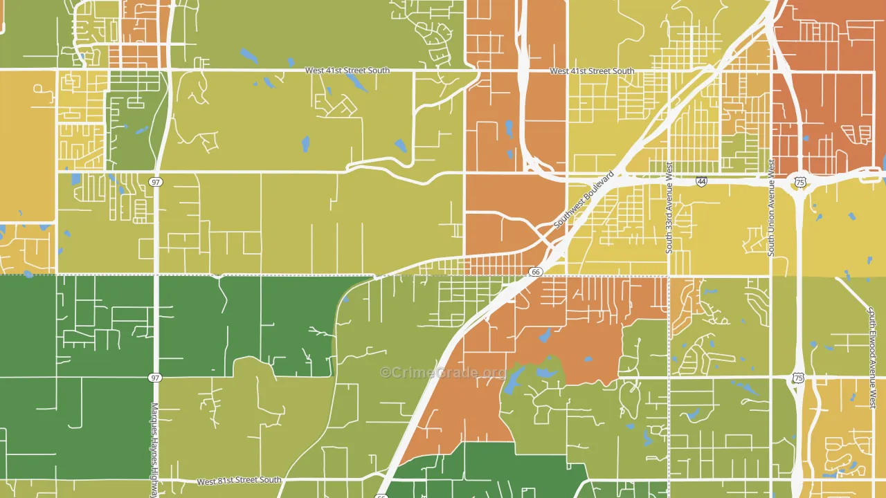 Oakhurst, OK Map of Theft Rates