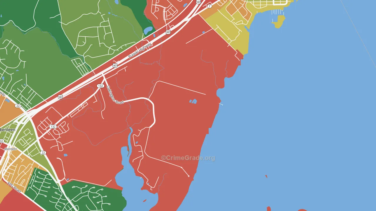 Oakington, MD Map of Theft Rates