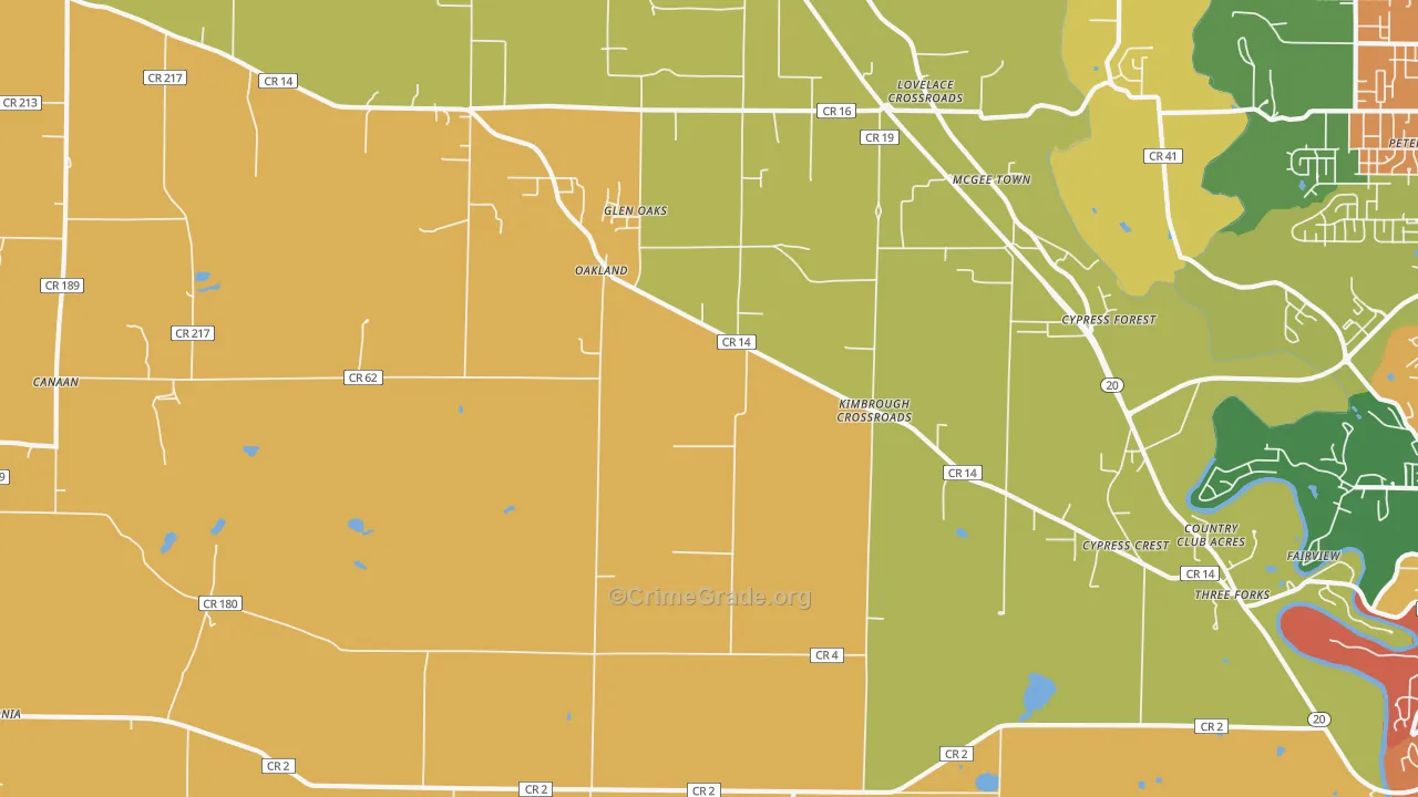 Oakland, AL Map of Theft Rates