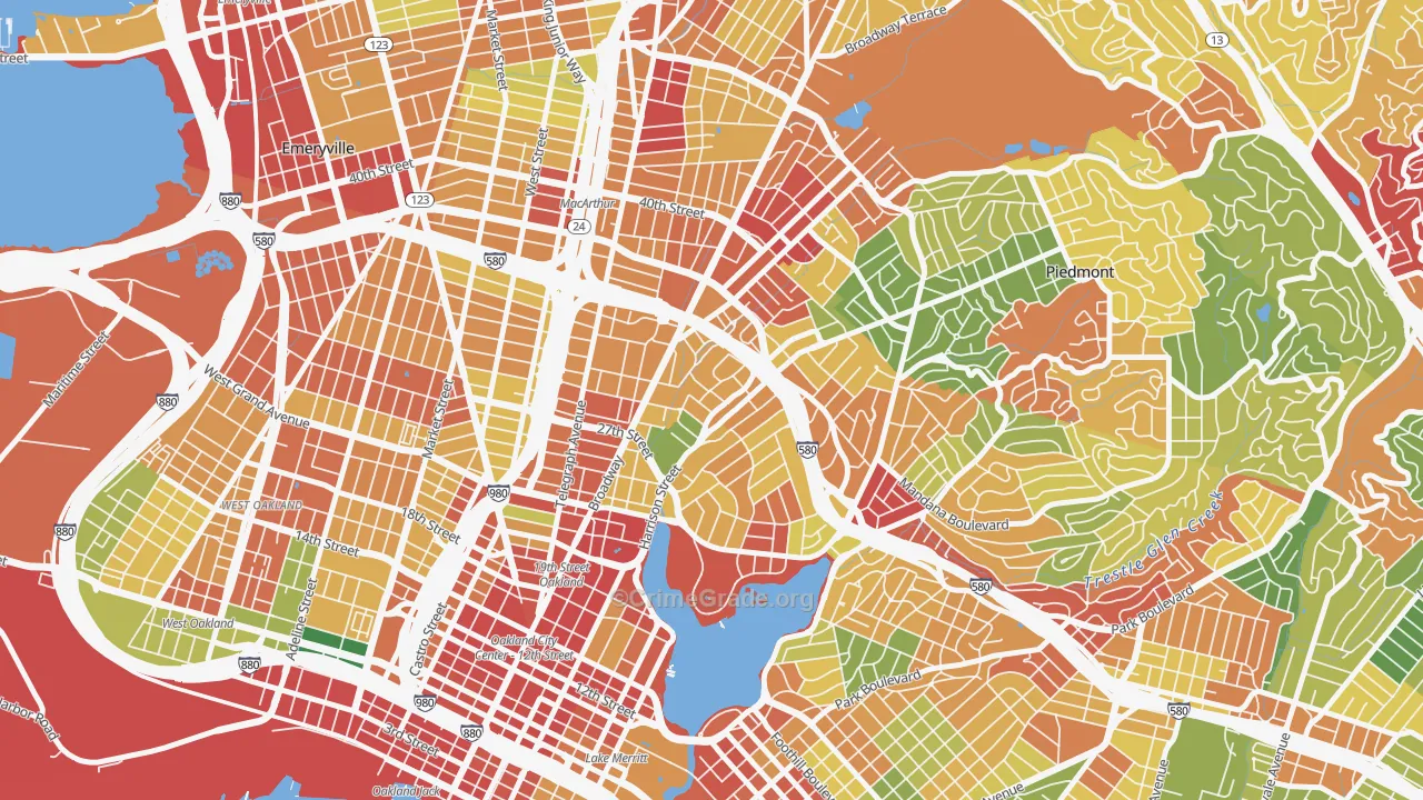 Oakland Ave-Harrison Street, Oakland, CA Map of Theft Rates