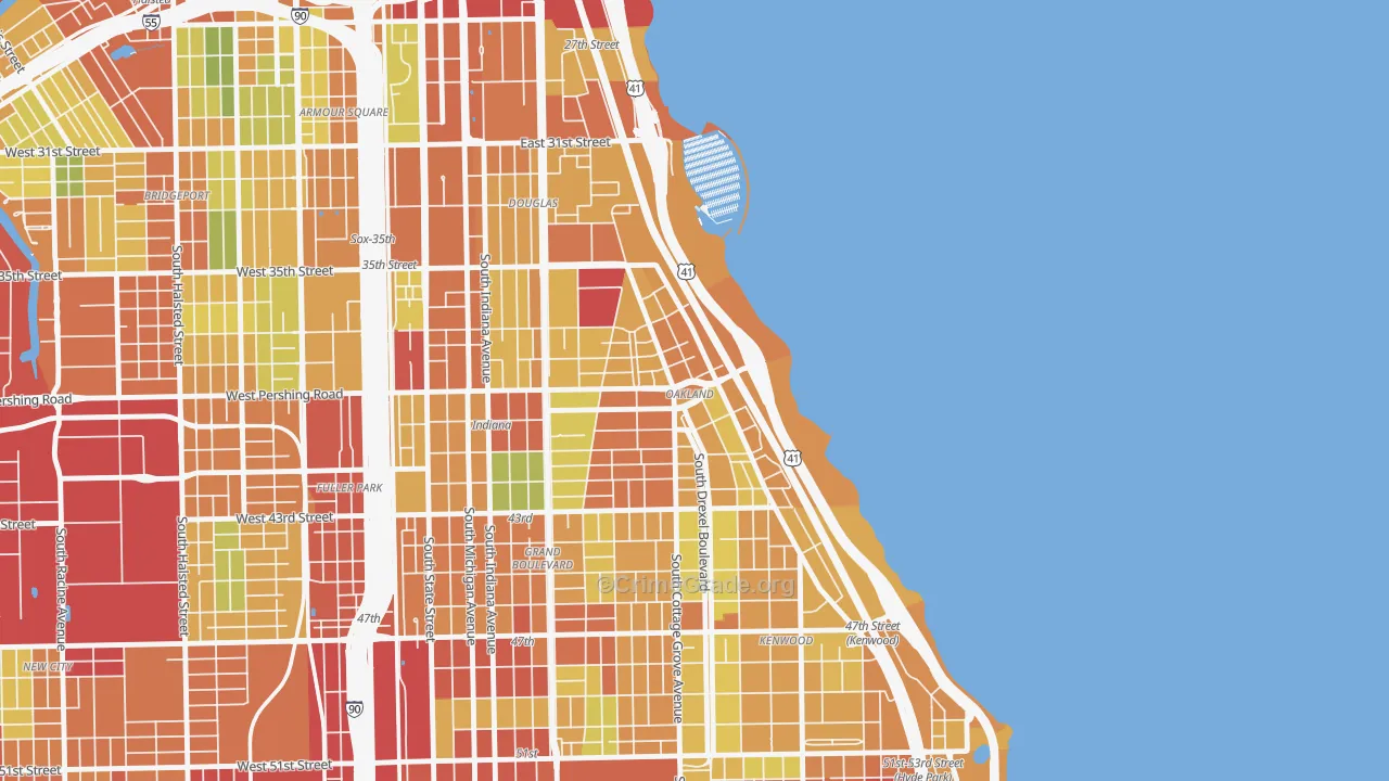 Oakland, Chicago, IL Map of Theft Rates