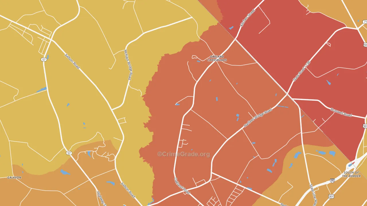Oakland Cross Roads, SC Map of Theft Rates