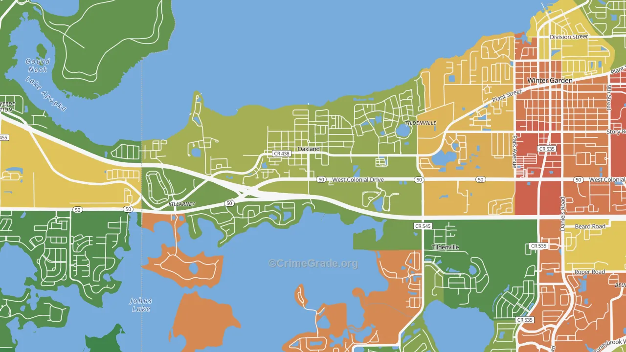 Oakland, FL Map of Theft Rates