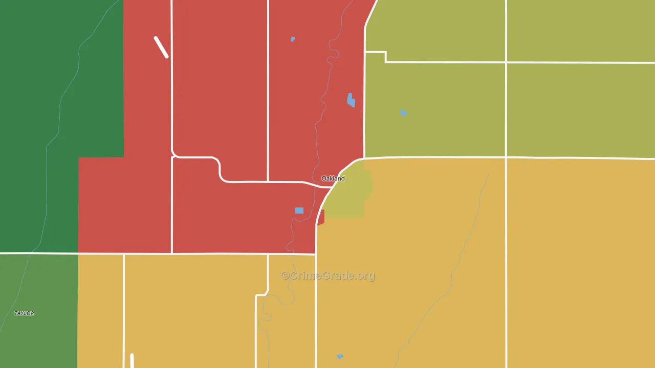 Oakland, IA Map of Theft Rates