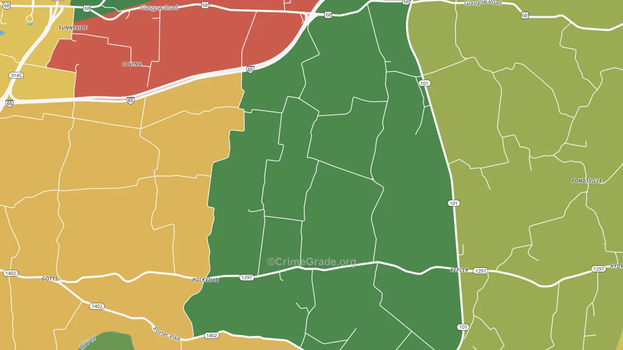 Oakland, KY Map of Theft Rates