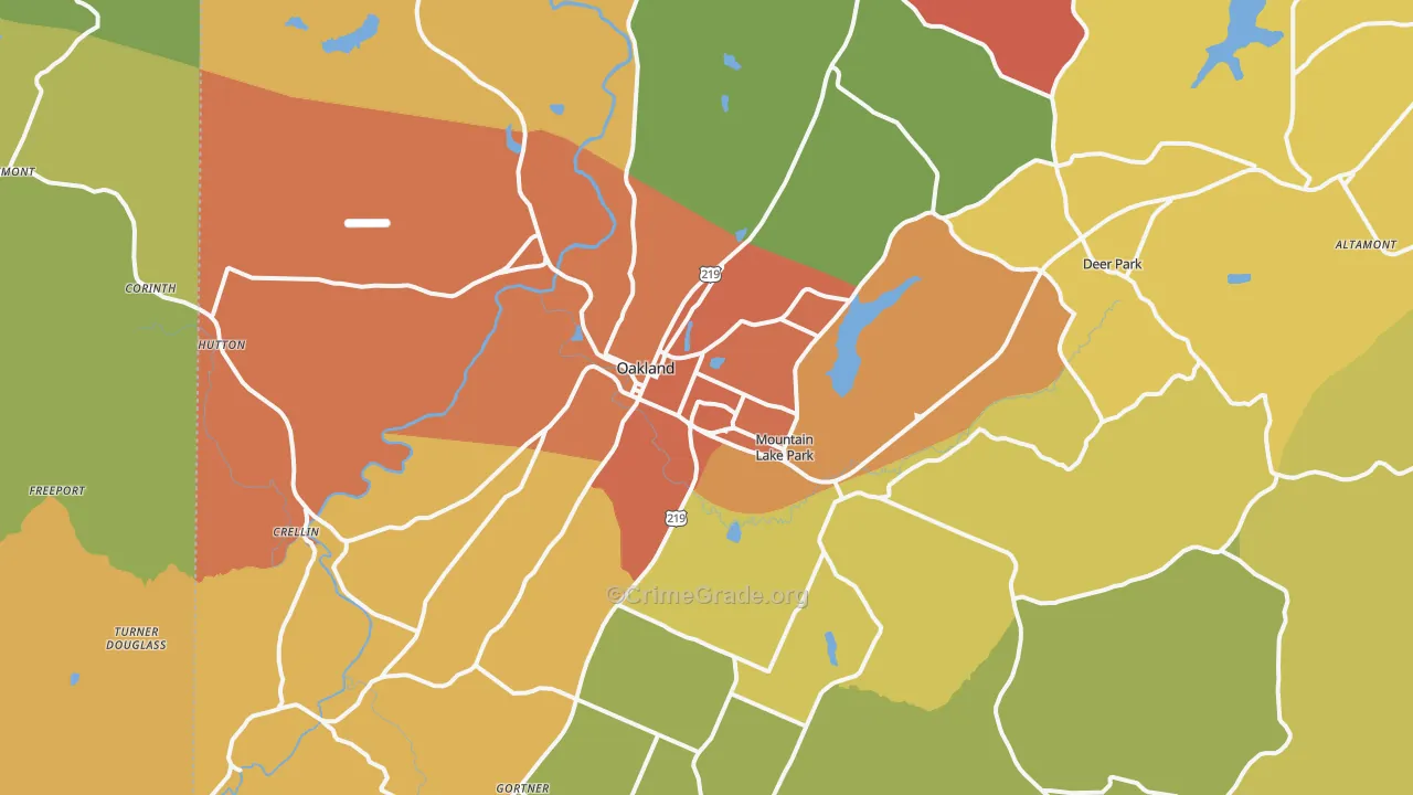 Oakland, MD Map of Theft Rates