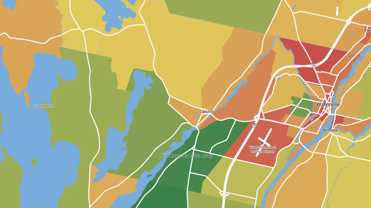 Oakland, ME Map of Theft Rates