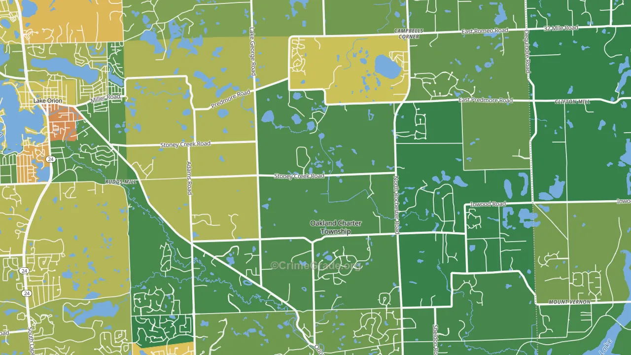 Oakland, MI Map of Theft Rates