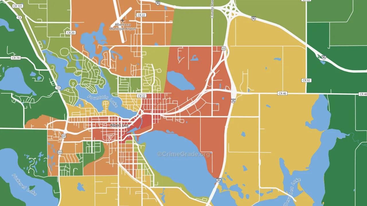 Oakland, MN Map of Theft Rates