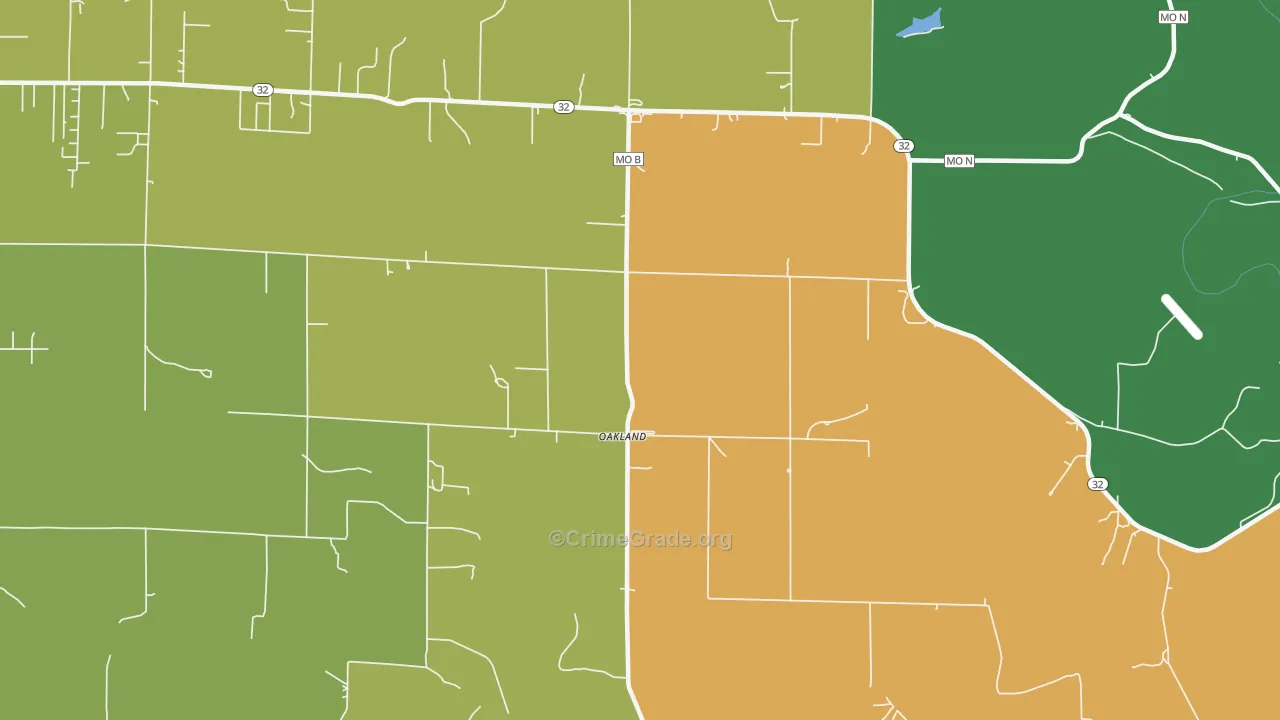 Oakland, MO Map of Theft Rates