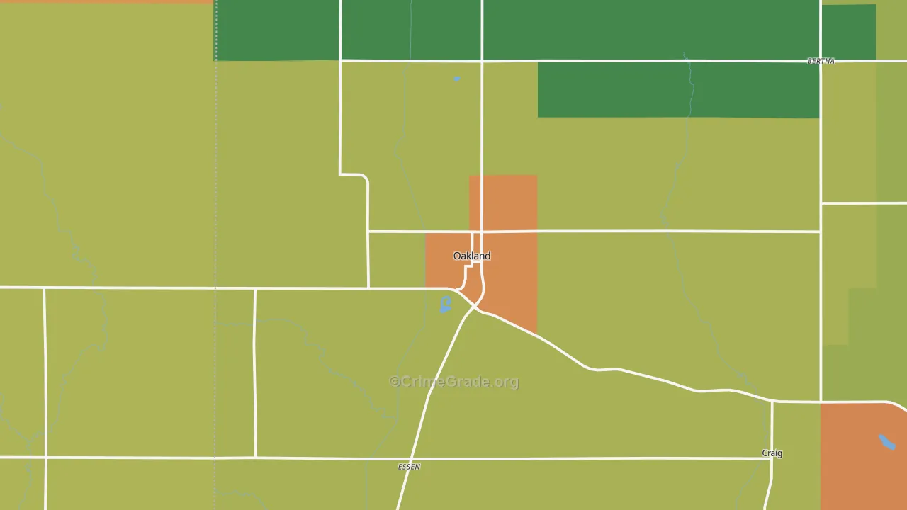 Oakland, NE Map of Theft Rates
