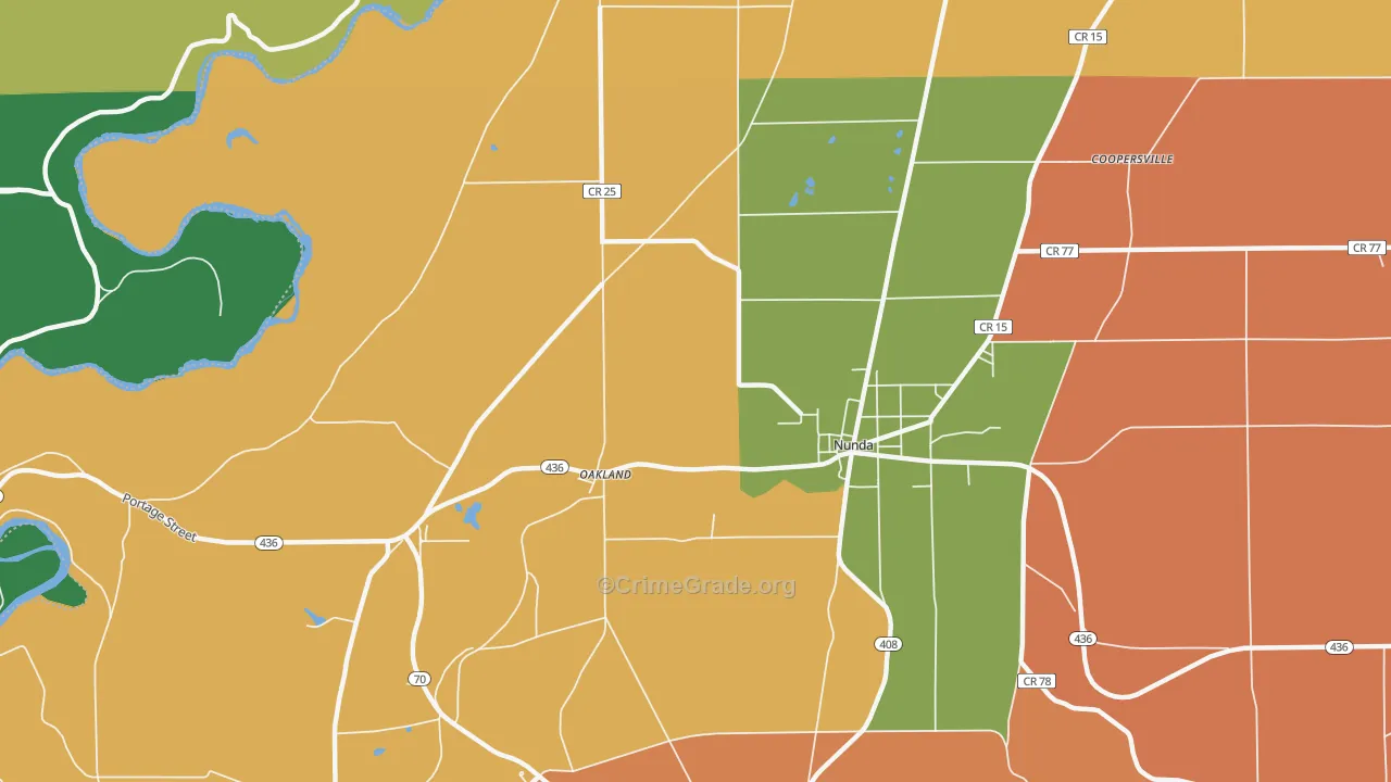 Oakland, NY Map of Theft Rates