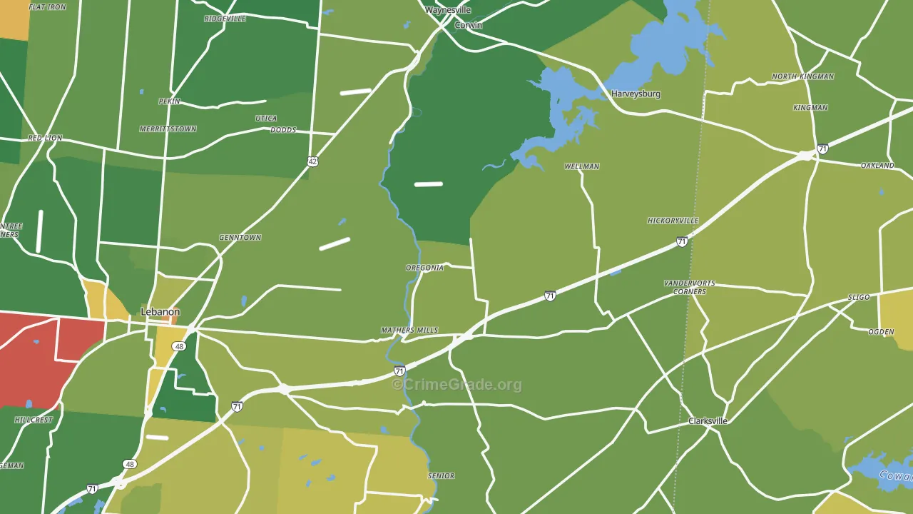 Oakland, OH Map of Theft Rates