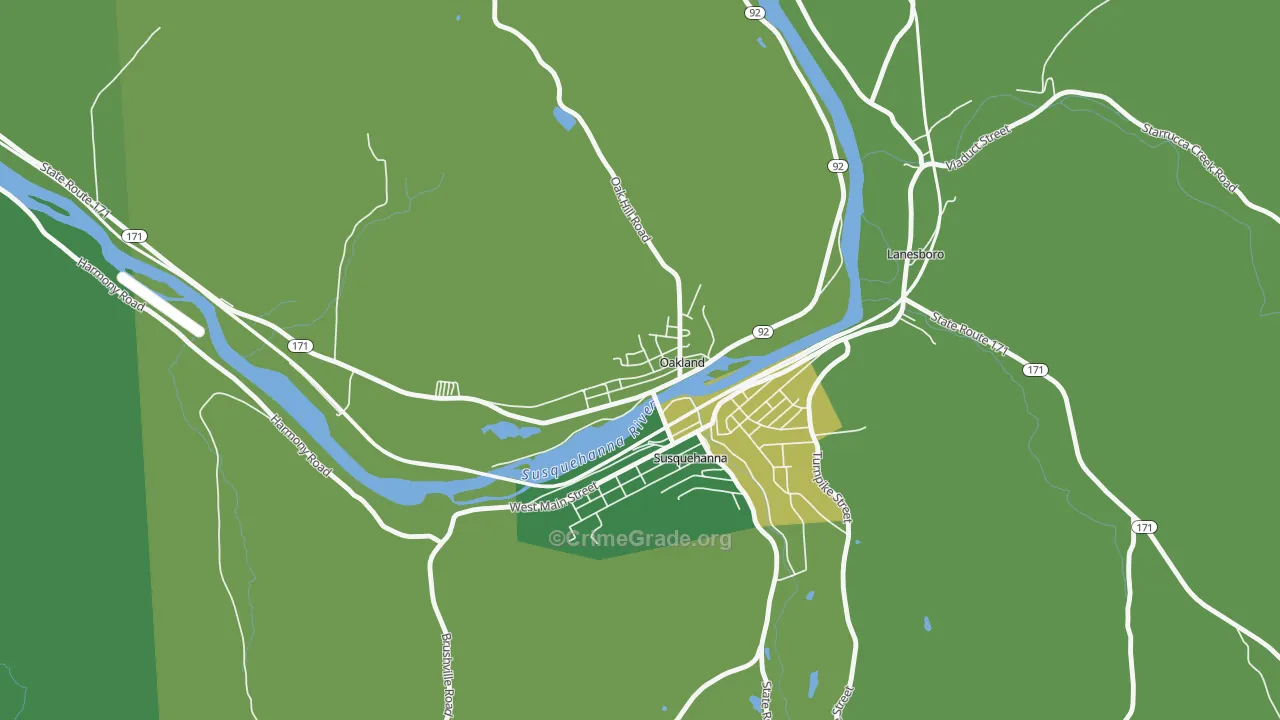 Oakland, PA Map of Theft Rates