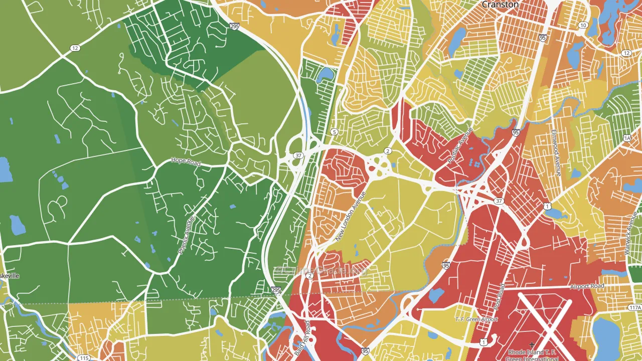 Oaklawn, Cranston, RI Map of Theft Rates