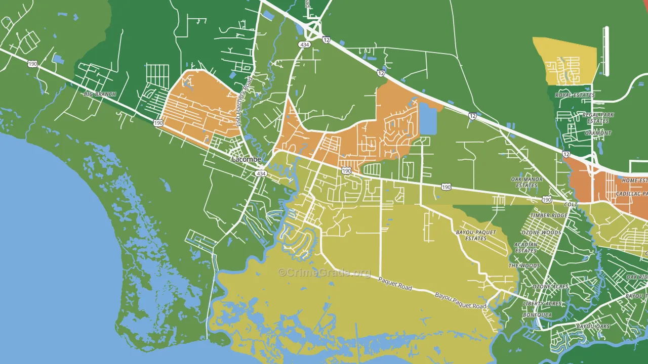 Oaklawn, LA Map of Theft Rates