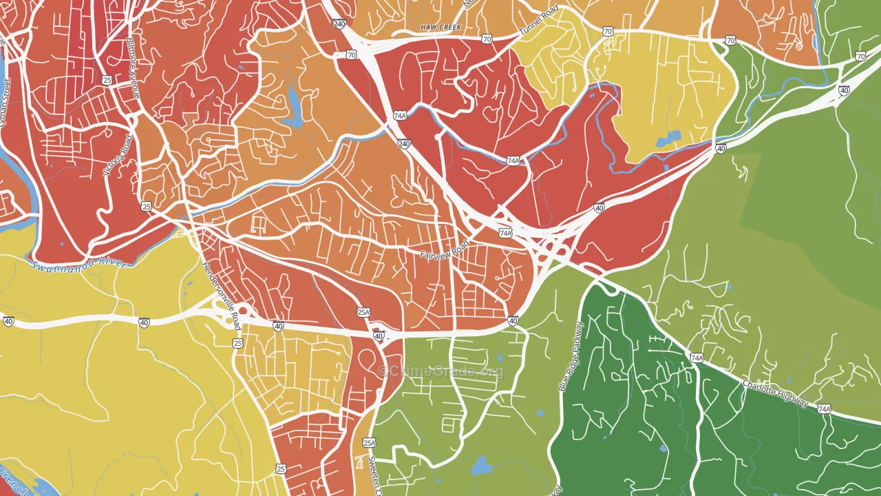 Oakley, Asheville, NC Map of Theft Rates