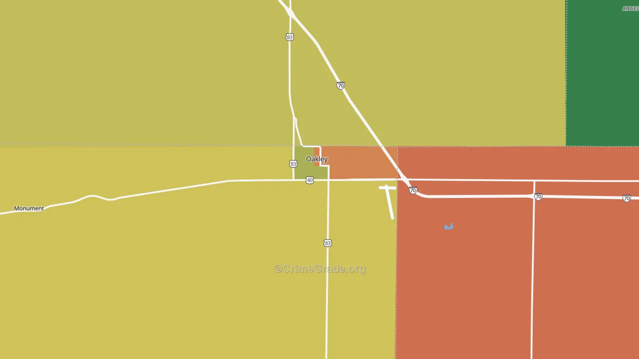 Oakley, KS Map of Theft Rates