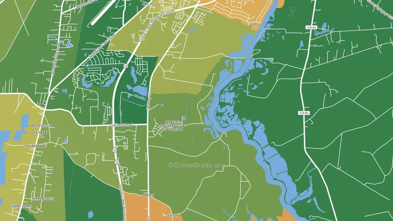 Oakley, SC Map of Theft Rates