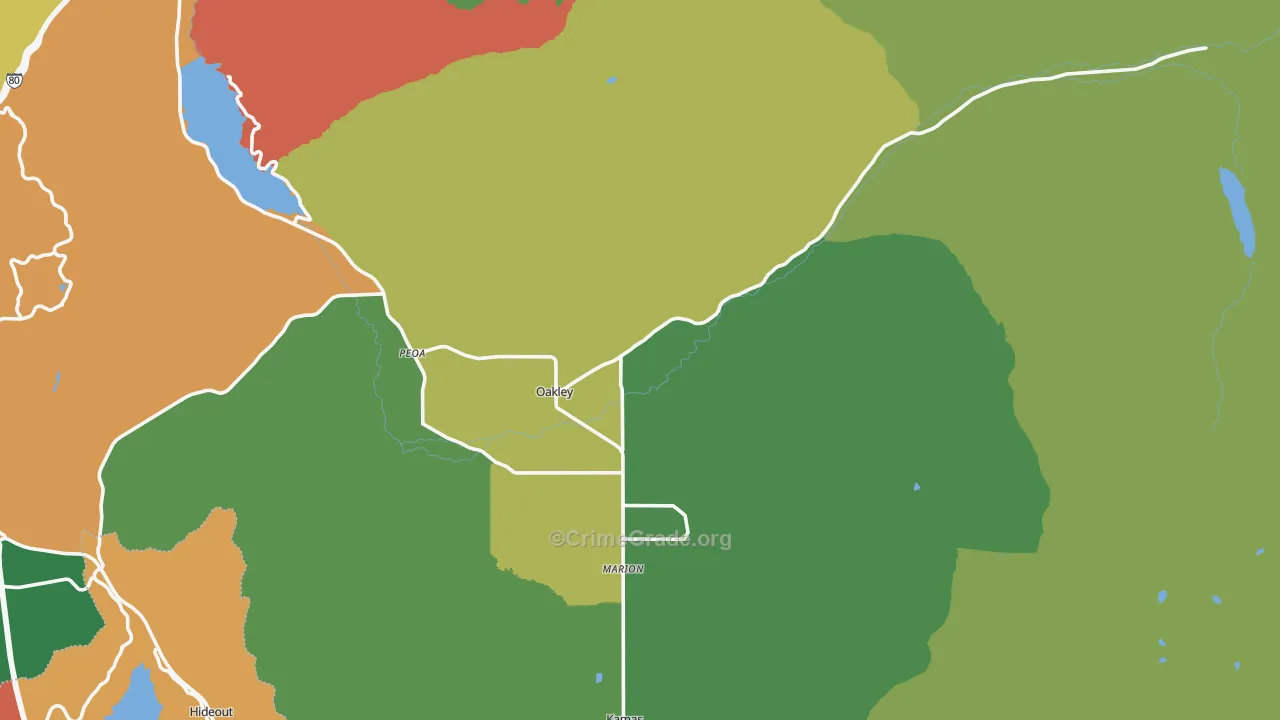 Oakley, UT Map of Theft Rates