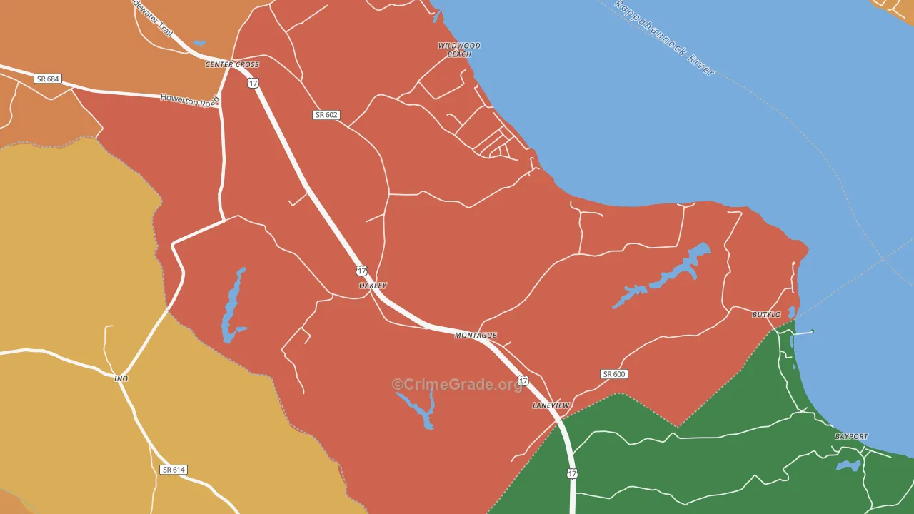 Oakley, VA Map of Theft Rates