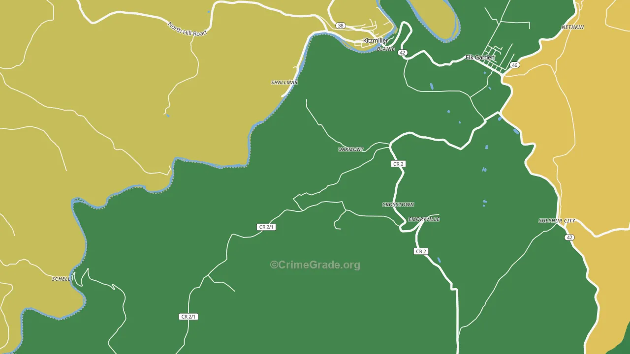 Oakmont, WV Map of Theft Rates