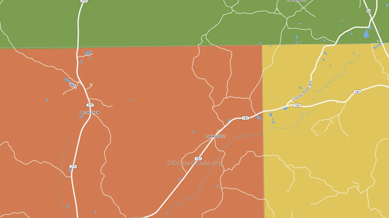 Oakmulgee, AL Map of Theft Rates