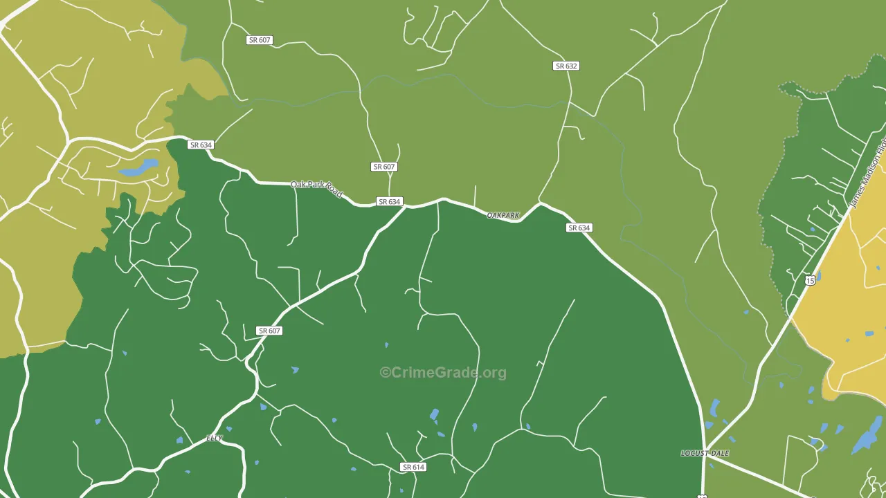 Oakpark, VA Map of Theft Rates