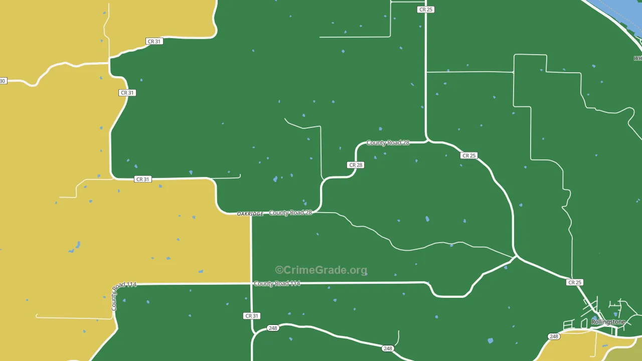 Oakridge, MN Map of Theft Rates