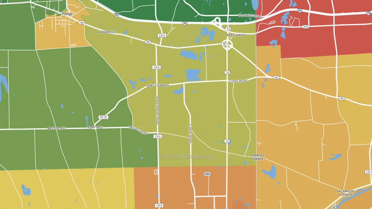 Oaks Corners, NY Map of Theft Rates