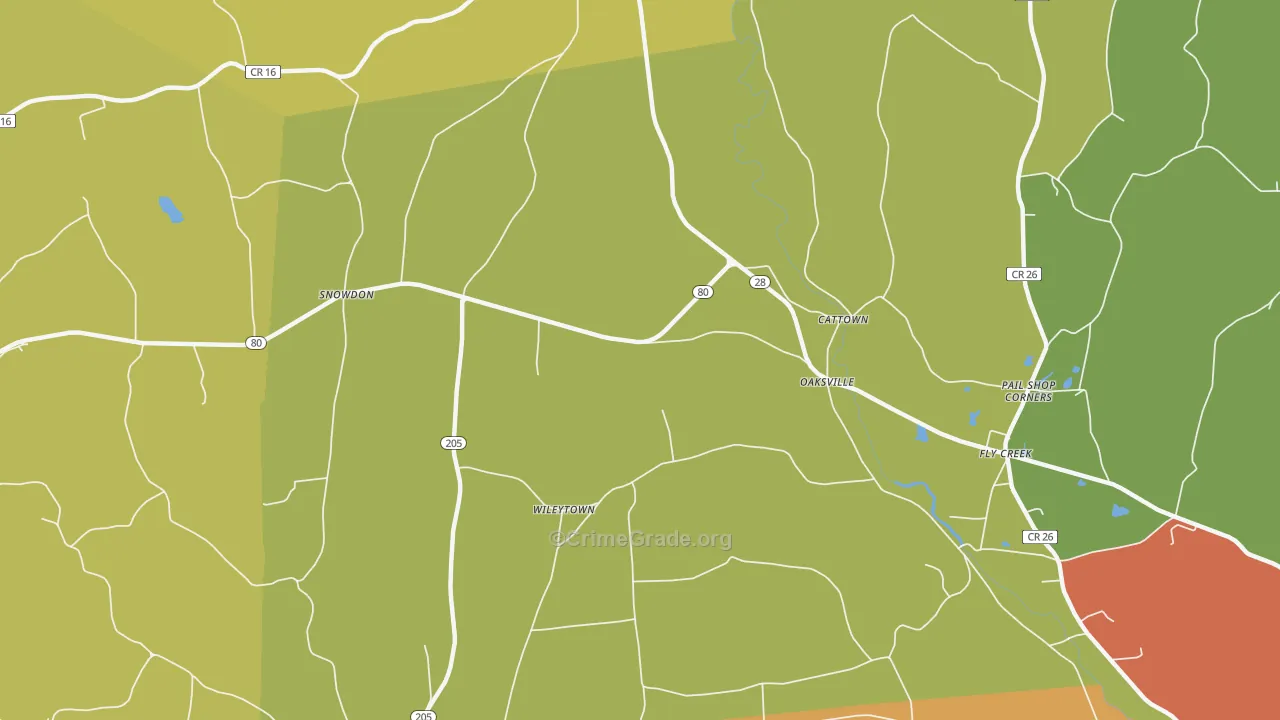 Oaksville, NY Map of Theft Rates