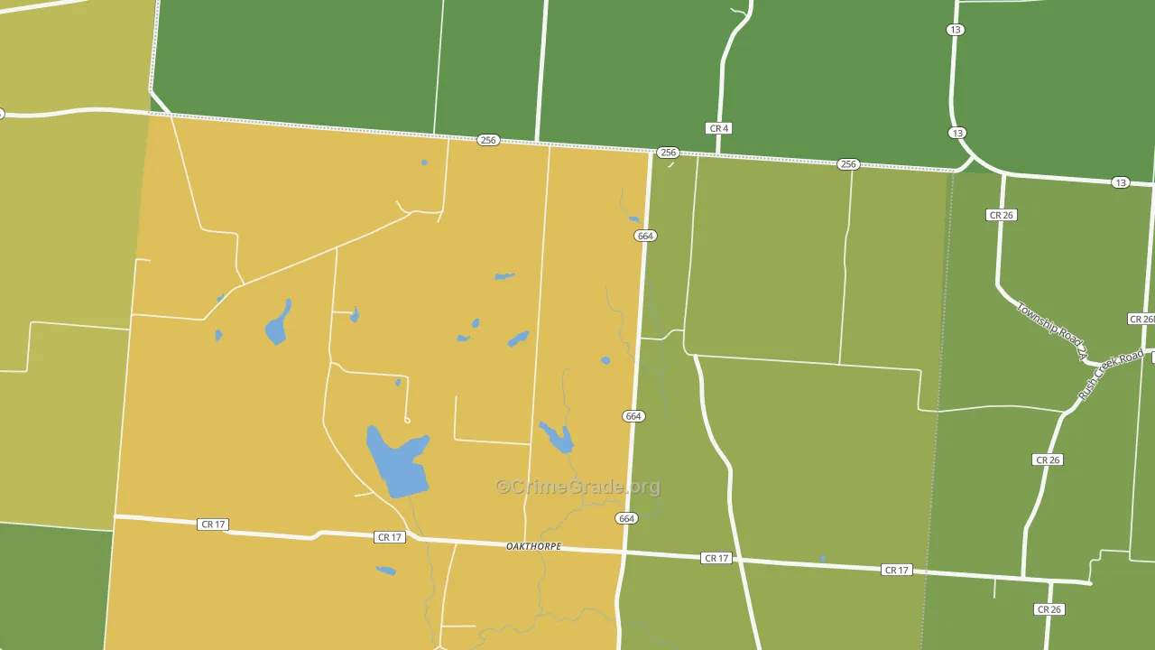 Oakthorpe, OH Map of Theft Rates