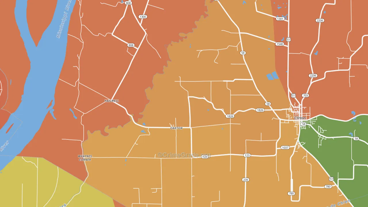 Oakton, KY Map of Theft Rates