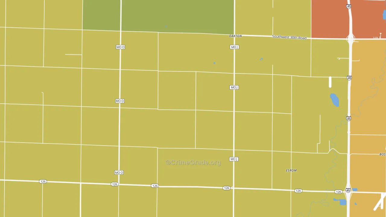 Oakton, MO Map of Theft Rates