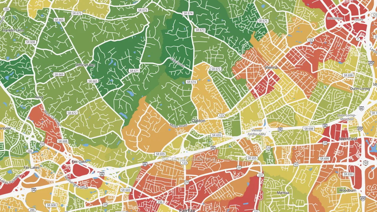 Oakton, VA Map of Theft Rates
