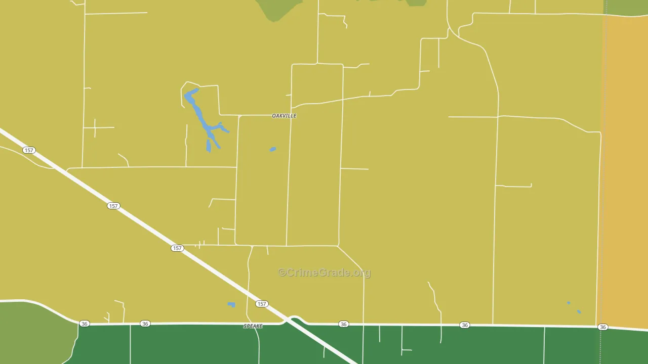 Oakville, AL Map of Theft Rates