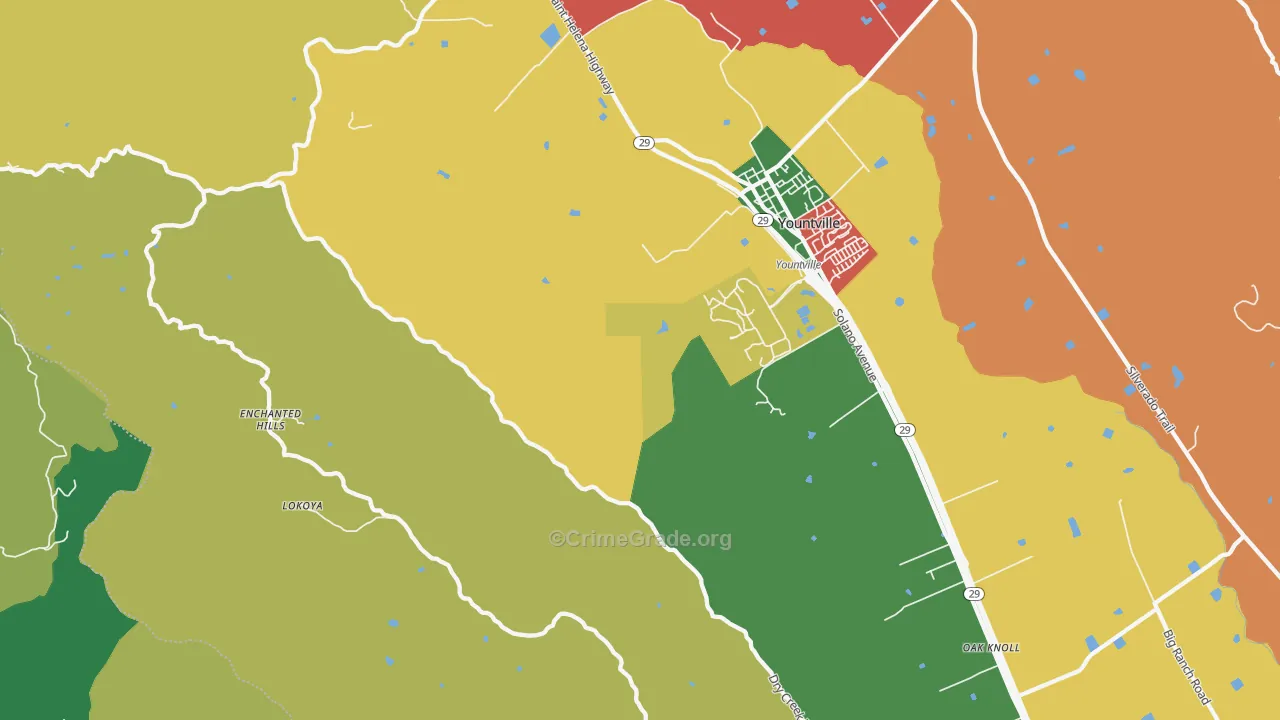 Oakville, CA Map of Theft Rates
