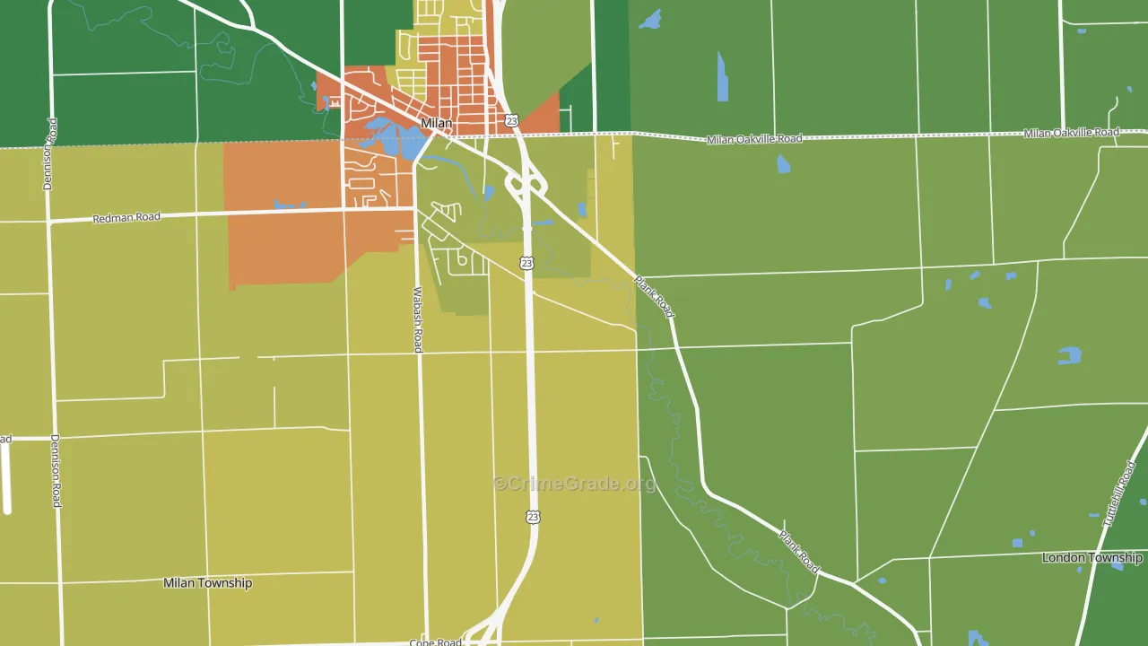 Oakville, MI Map of Theft Rates