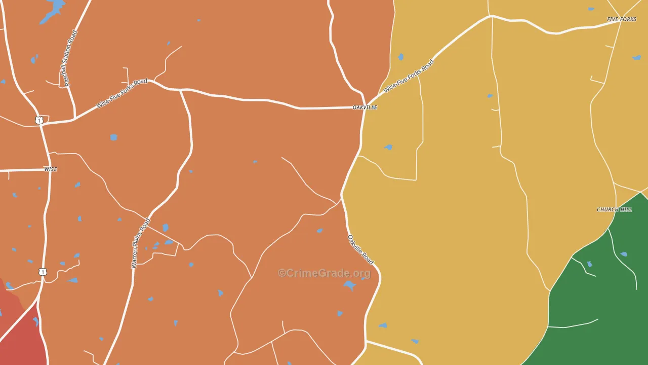 Oakville, NC Map of Theft Rates