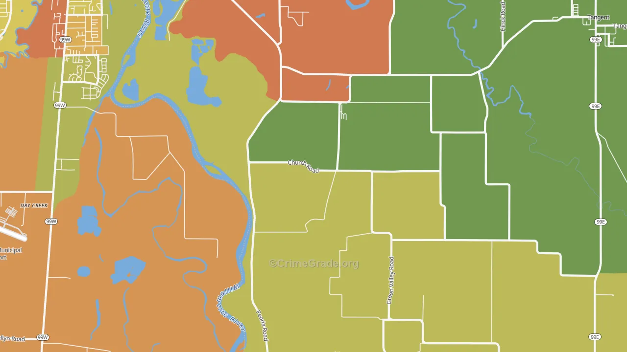 Oakville, OR Map of Theft Rates